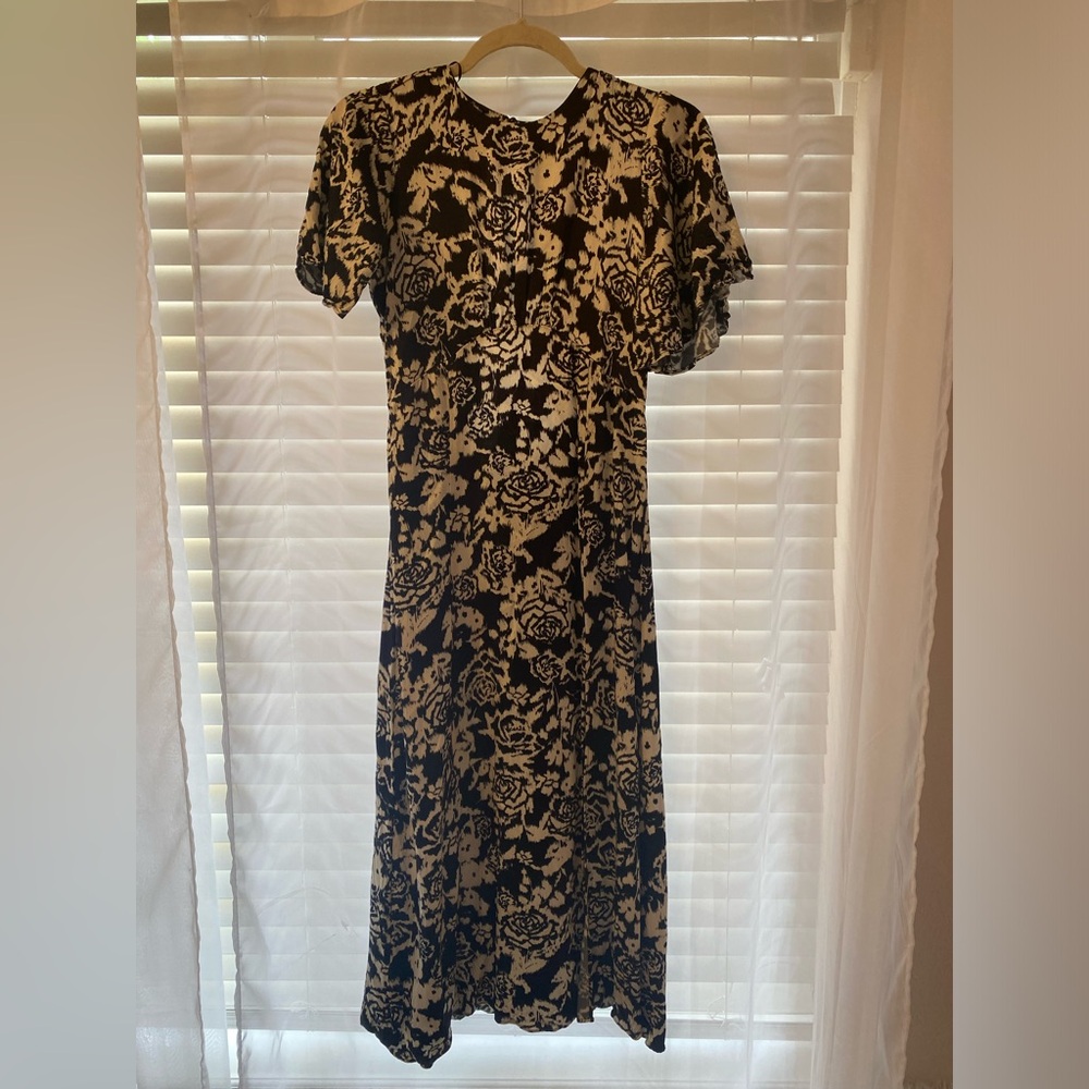 Topshop Angel Flutter Sleeve Open Back Satin Dress